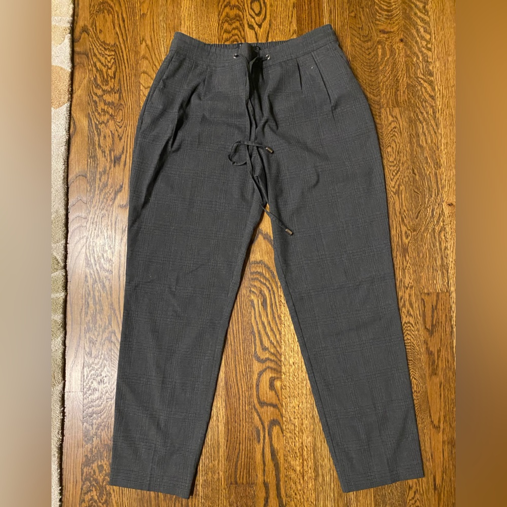 Zara Gray Plaid Drawstring Pants